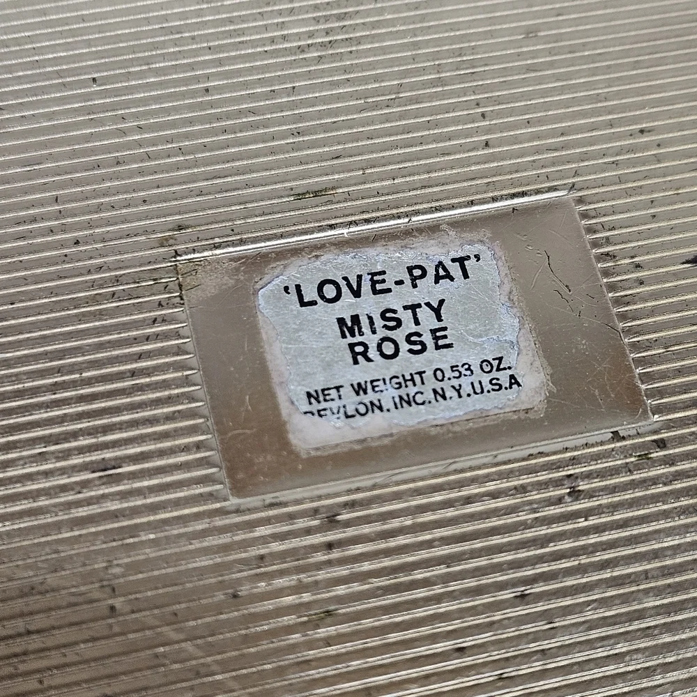 VINTAGE Revlon Love Pat Misty Rose Gold-Tone Rectangle Compact Puff